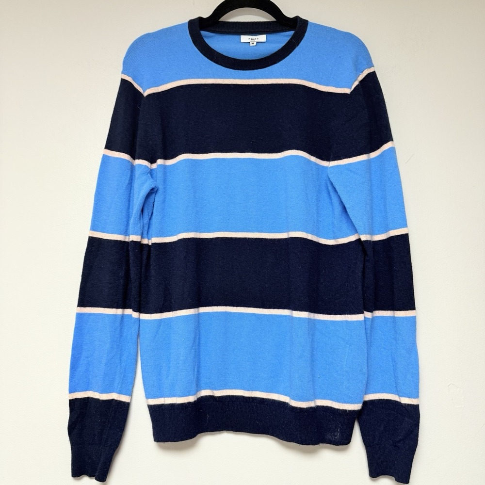 REISS Womens Blue Striped Wool Alpaca Blend Crewneck Knit Sweater Size M